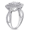 0.95 CT. T.W. Square Composite Diamond Double Frame Split Shank Engagement Ring in 10K White Gold