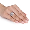 0.95 CT. T.W. Square Composite Diamond Double Frame Split Shank Engagement Ring in 10K White Gold