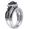 Thumbnail Image 2 of 1.50 CT. T.W. Cushion-Shaped Enhanced Black and White Diamond Square Frame Bridal Set in Sterling Silver