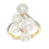 Thumbnail Image 0 of 6.0 - 8.0mm Cultured Freshwater Pearl and 0.14 CT. T.W. Diamond Cluster Ring in 10K Gold