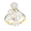 Thumbnail Image 0 of 6.0 - 8.0mm Cultured Freshwater Pearl and 0.14 CT. T.W. Diamond Cluster Ring in 10K Gold