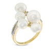 Thumbnail Image 2 of 6.0-8.0mm Freshwater Cultured Pearl and 0.14 CT. T.W. Diamond Cluster Ring in 10K Gold