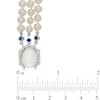 Freshwater Cultured Pearl and Cushion-Cut White Quartz Doublet Triple Strand Necklace with Sterling Silver Clasp