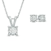 Thumbnail Image 0 of 0.95 CT. T.W. Diamond Solitaire Pendant and Earrings Set in 10K White Gold