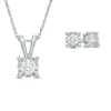 Thumbnail Image 1 of 0.95 CT. T.W. Diamond Solitaire Pendant and Earrings Set in 10K White Gold