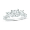 5.2mm Princess-Cut Lab-Created White Sapphire Three Stone Ring in 10K White Gold