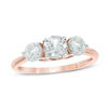 5.2mm Lab-Created White Sapphire Three Stone Ring in 10K Rose Gold