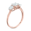 5.2mm Lab-Created White Sapphire Three Stone Ring in 10K Rose Gold