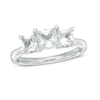 Thumbnail Image 0 of Princess-Cut Lab-Created White Sapphire Three Stone Ring in Sterling Silver and 10K Rose Gold