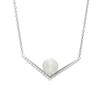 Thumbnail Image 0 of 7.0 - 8.0mm Cultured Freshwater Pearl and White Topaz Chevron Necklace in Sterling Silver