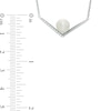 7.0-8.0mm Freshwater Cultured Pearl and White Topaz Chevron Necklace in Sterling Silver