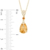 Pear-Shaped Citrine and Lab-Created White Sapphire Drop Pendant in Sterling Silver and 14K Gold Plate