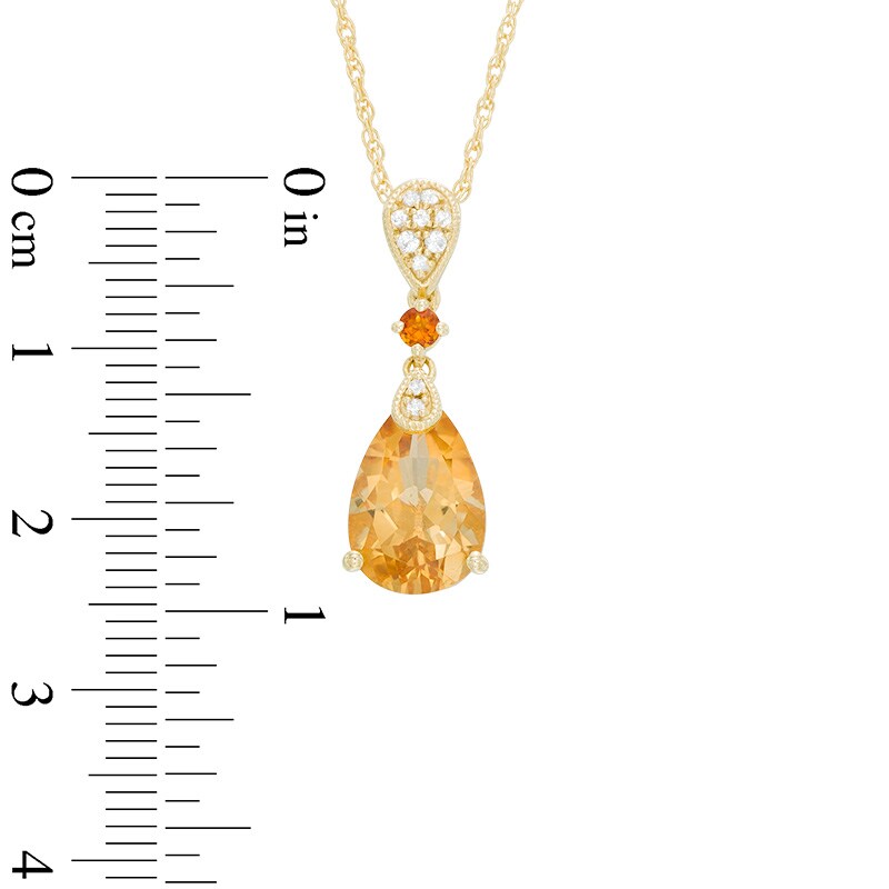 Pear-Shaped Citrine and Lab-Created White Sapphire Drop Pendant in Sterling Silver and 14K Gold Plate