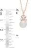 Freshwater Cultured Pearl Bow Pendant and Earrings Set in Sterling Silver with 14K Rose Gold Plate