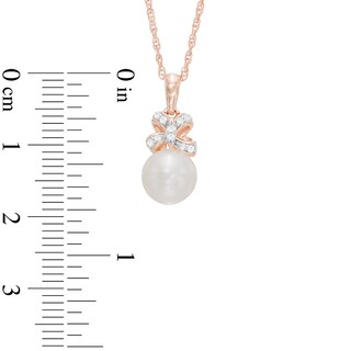 Freshwater Cultured Pearl Bow Pendant and Earrings Set in Sterling Silver with 14K Rose Gold Plate