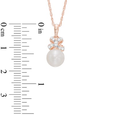 Freshwater Cultured Pearl Bow Pendant and Earrings Set in Sterling Silver with 14K Rose Gold Plate