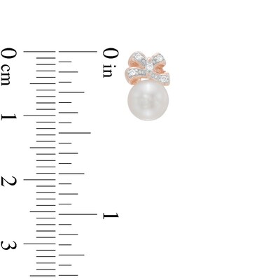 Freshwater Cultured Pearl Bow Pendant and Earrings Set in Sterling Silver with 14K Rose Gold Plate