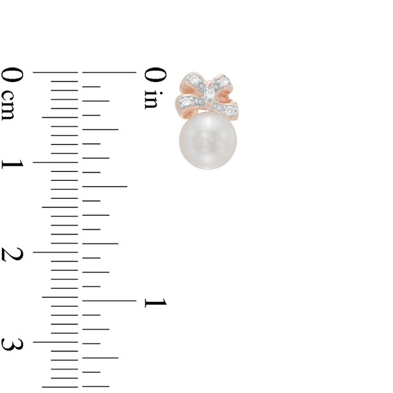 Freshwater Cultured Pearl Bow Pendant and Earrings Set in Sterling Silver with 14K Rose Gold Plate