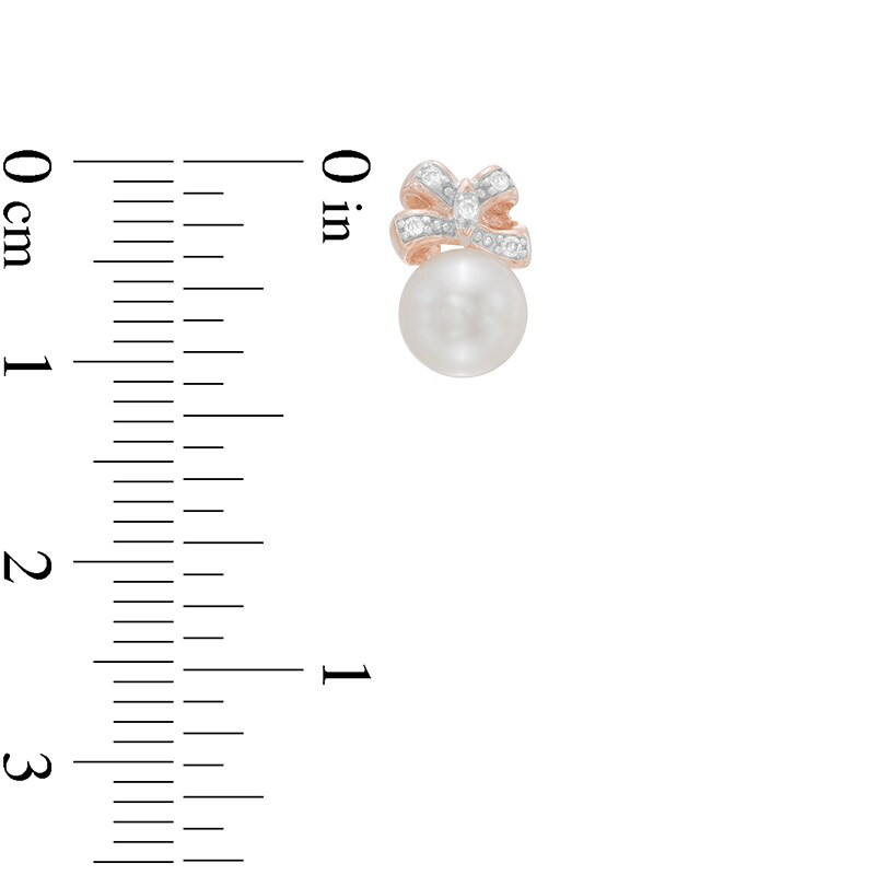 Main Image 3 of Freshwater Cultured Pearl Bow Pendant and Earrings Set in Sterling Silver with 14K Rose Gold Plate
