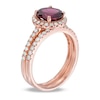 Thumbnail Image 1 of Your Stone Your Story™ 8.0mm Rhodolite Garnet and 0.43 CT. T.W. Diamond Frame Bridal Set in 14K Rose Gold