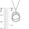 Thumbnail Image 1 of 0.18 CT. T.W. Diamond Interlocking Circles Drop Pendant in Sterling Silver