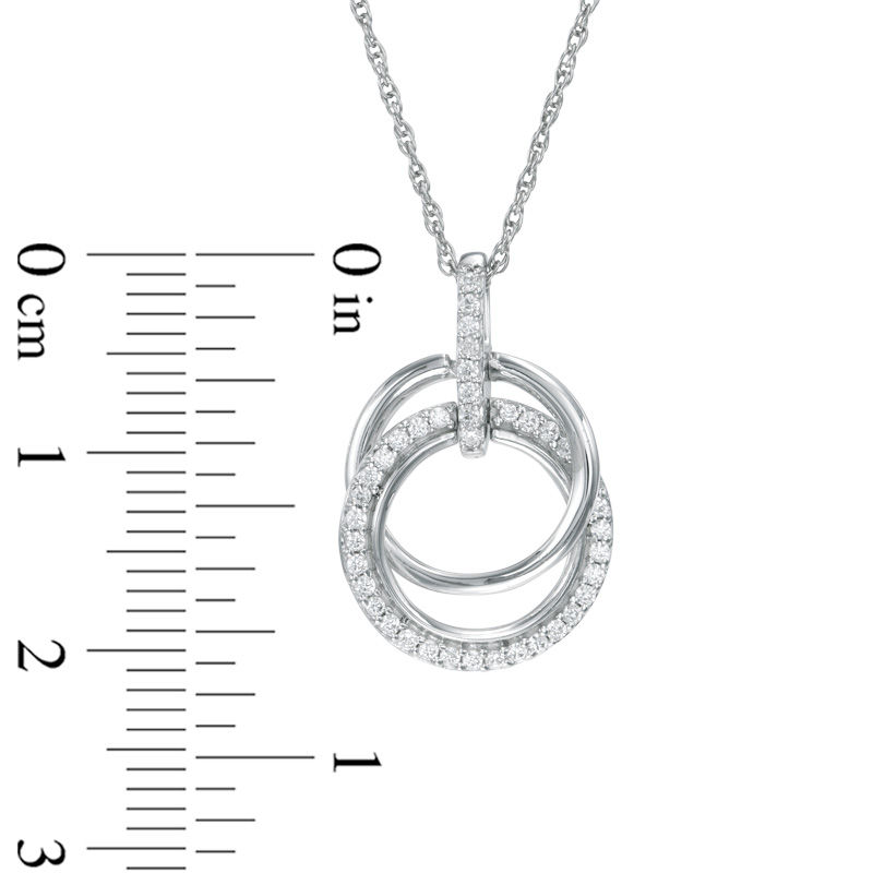 0.18 CT. T.W. Diamond Interlocking Circles Drop Pendant in Sterling Silver