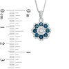 Thumbnail Image 1 of Lab-Created Blue and White Sapphire Flower Cluster Pendant in 10K White Gold