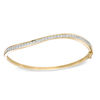 Thumbnail Image 1 of 0.95 CT. T.W. Diamond Wavy Bangle in Sterling Silver and 14K Gold Plate