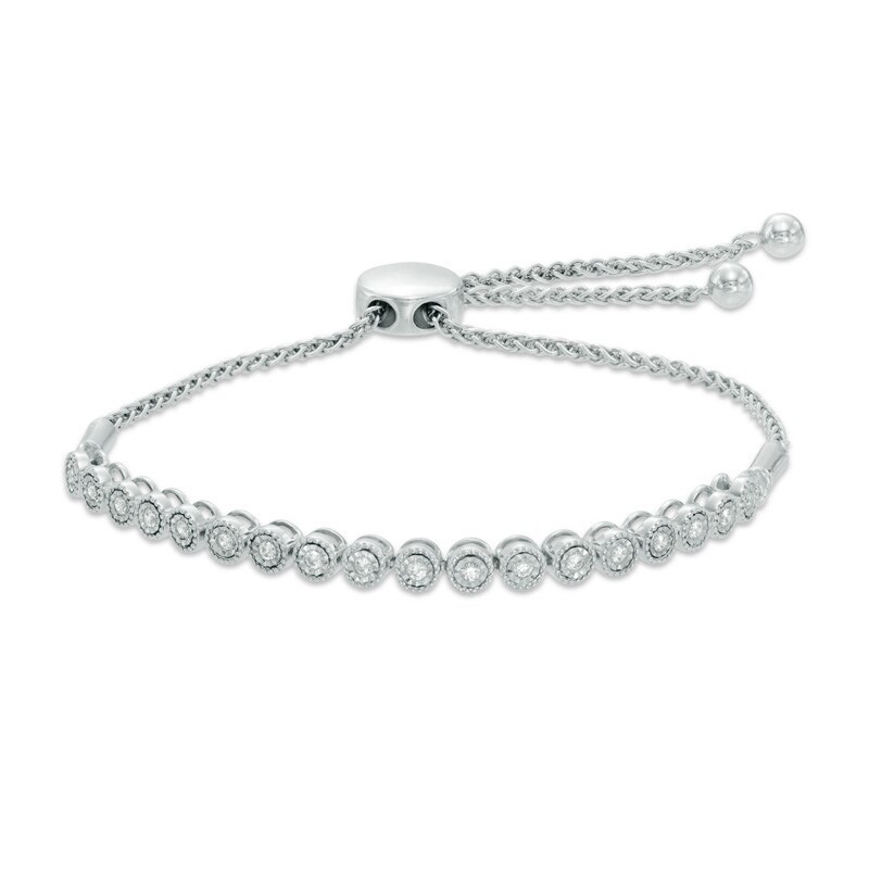 0.25 CT. T.W. Diamond Bubbles Bolo Bracelet in Sterling Silver - 9.5"