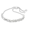 Thumbnail Image 1 of 0.20 CT. T.W. Diamond "X" Bolo Bracelet in Sterling Silver - 9.5"