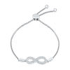 Thumbnail Image 0 of 0.04 CT. T.W. Diamond Infinity Station Bolo Bracelet in Sterling Silver - 9.5"