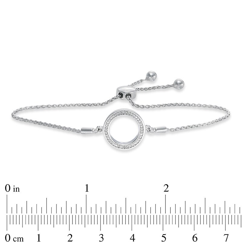 Diamond Accent Circle Station Bolo Bracelet in Sterling Silver - 9.5"