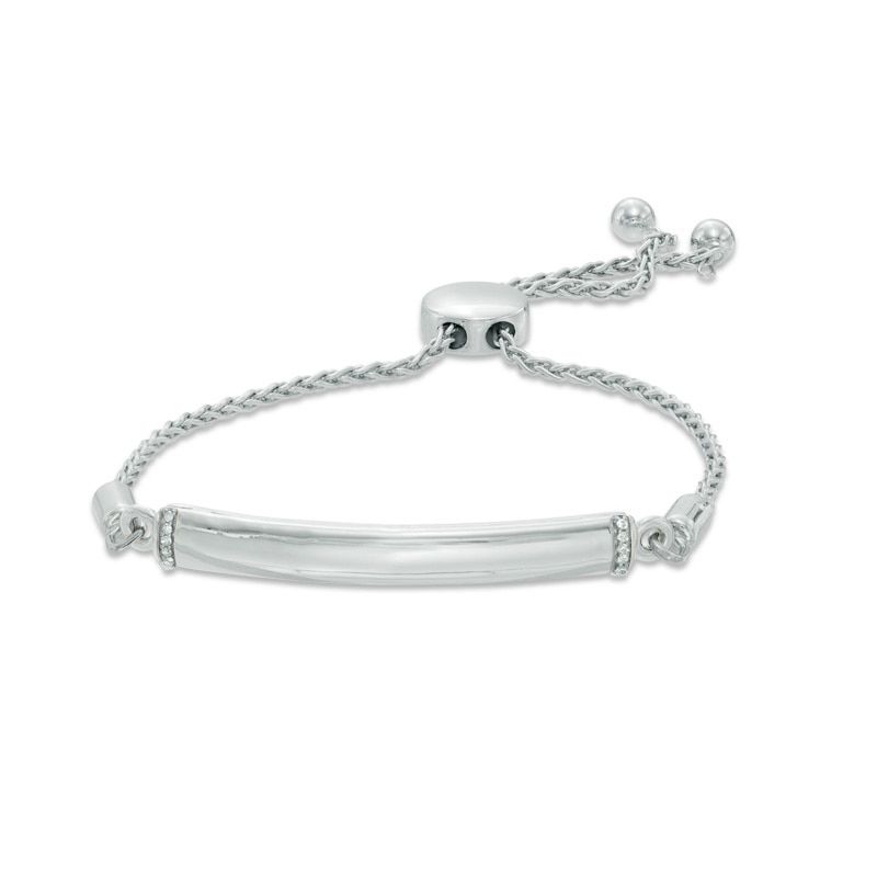 Diamond Accent Bar Bolo Bracelet in Sterling Silver - 8.0"|Peoples Jewellers