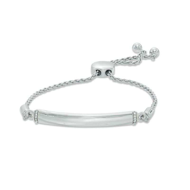 Main Image 1 of Diamond Accent Bar Bolo Bracelet in Sterling Silver - 8.0"