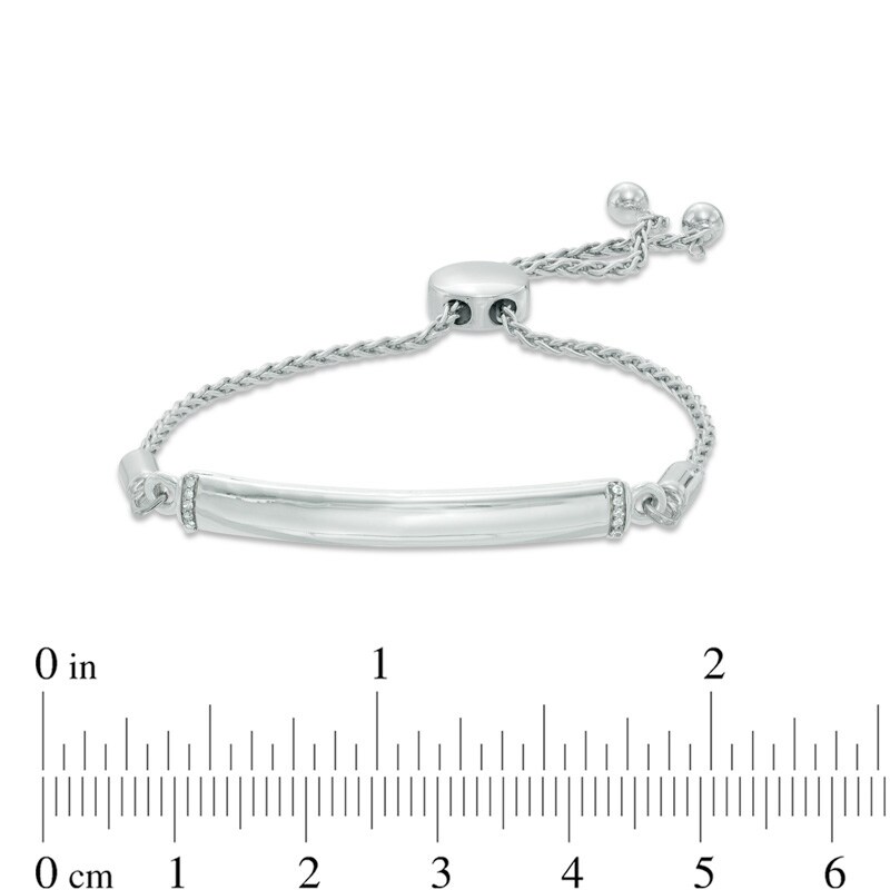 Main Image 2 of Diamond Accent Bar Bolo Bracelet in Sterling Silver - 8.0"