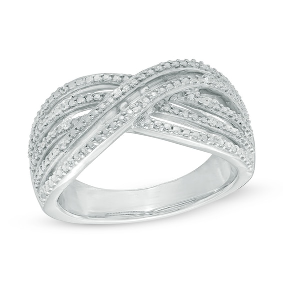 Diamond Accent Crossover Ring in Sterling Silver | Peoples Jewellers