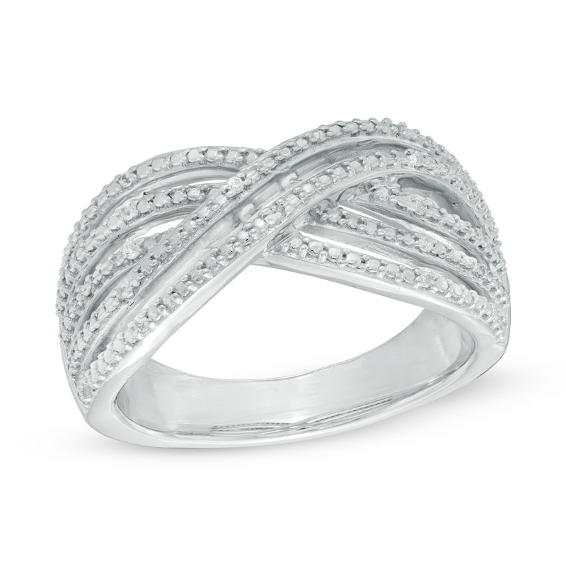 Diamond Accent Crossover Ring in Sterling Silver|Peoples Jewellers