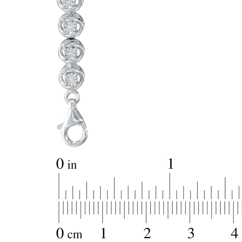 Main Image 2 of 0.07 CT. T.W. Diamond Tennis Bracelet in Sterling Silver - 7.5"