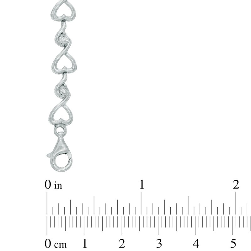 Main Image 2 of Diamond Accent Heart Link Bracelet in Sterling Silver - 7.5&quot;