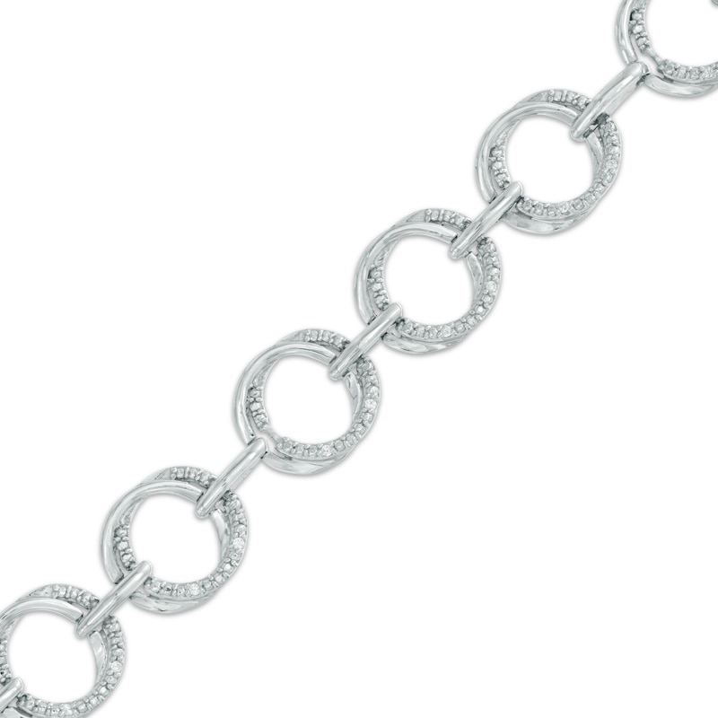Diamond Accent Circular Link Bracelet in Sterling Silver - 7.5"