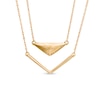 Abstract Chevron Double Strand Necklace in 10K Gold