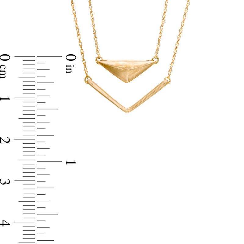 Abstract Chevron Double Strand Necklace in 10K Gold