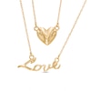 Thumbnail Image 0 of Heart and "Love" Double Strand Necklace in 10K Gold
