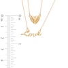 Thumbnail Image 1 of Heart and "Love" Double Strand Necklace in 10K Gold