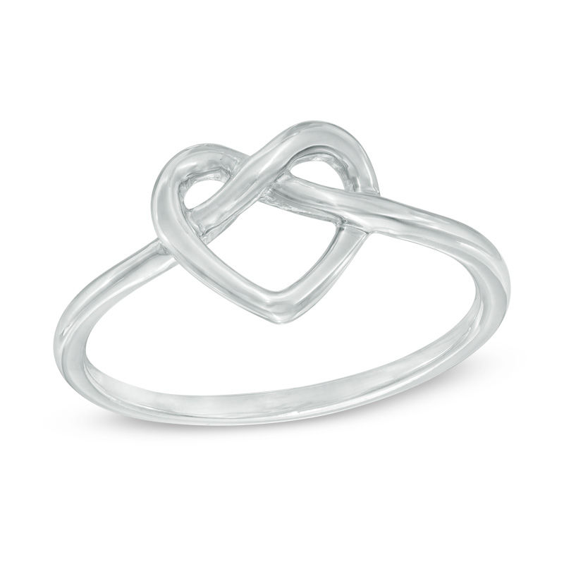 Heart-Shaped Knot Ring in 10K White Gold