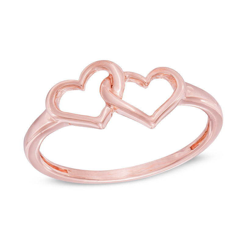 Double Heart Ring in 10K Rose Gold|Peoples Jewellers