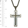 Thumbnail Image 1 of Men's Riveted Cross Pendant, ID Bracelet and Money Clip Set in Tri-Tone Stainless Steel - 24"