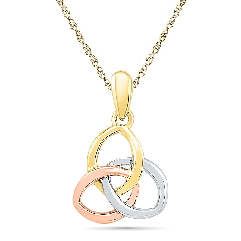 Main Image 1 of Triple Loop Pendant in 10K Tri-Tone Gold