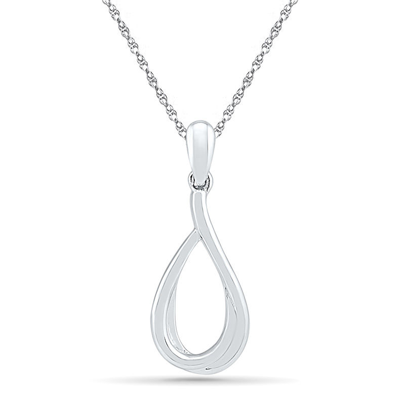 Open Teardrop Pendant in 10K White Gold