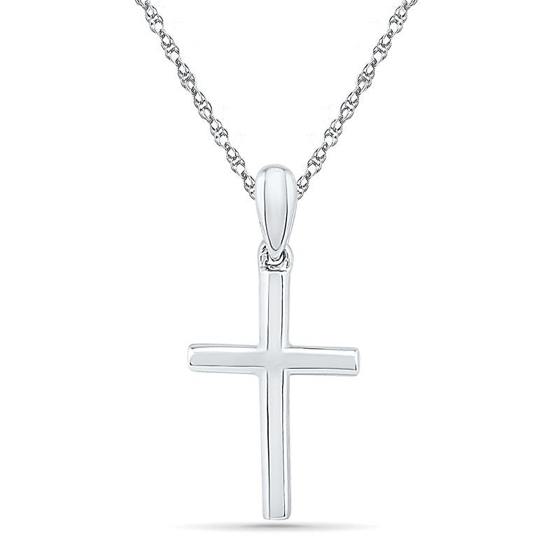 Stacked Cross Pendant in 10K White Gold